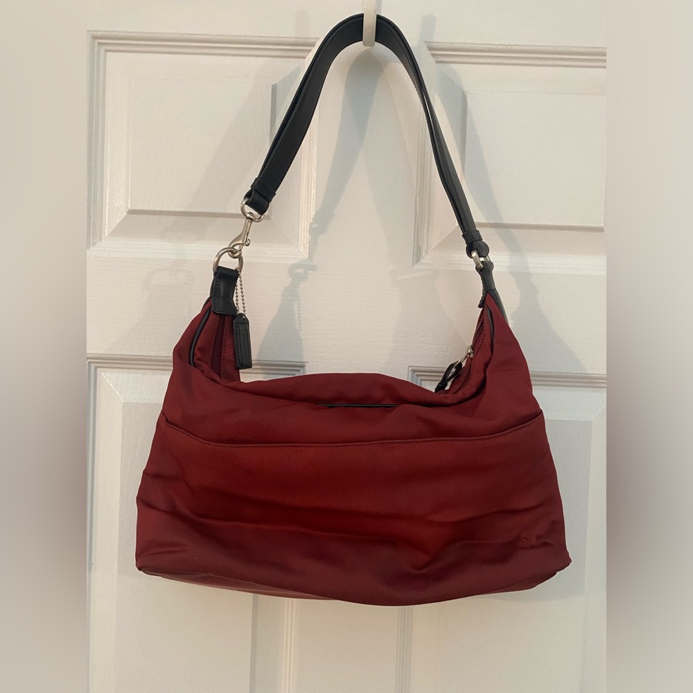 Coach Vintage Maroon Red Shoulder Bag with Multiple Pockets - Picture 8 of 12